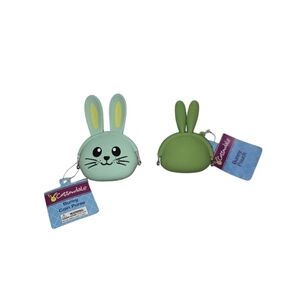 Cottondale Silicone Green Bunny Pouch Coin Purse Set Of 2 - New